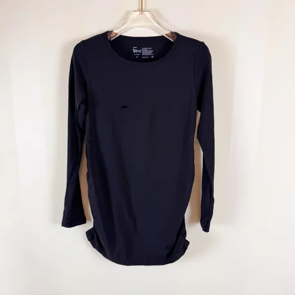 Felina Black Side Shirred Maternity Tee Small - Image 7
