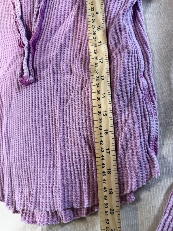 Free People One Waffle Knit Henley Of The Girls Top Pink Small - Image 3