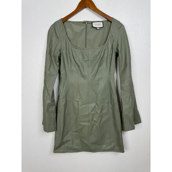 Alexis Vanna Green Faux Leather Mini Dress Size‎ Medium - Image 3