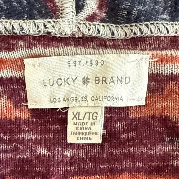 LUCKY BRAND Aztec Southwestern Open Front Fringed Cardigan Size XLarge - Image 2