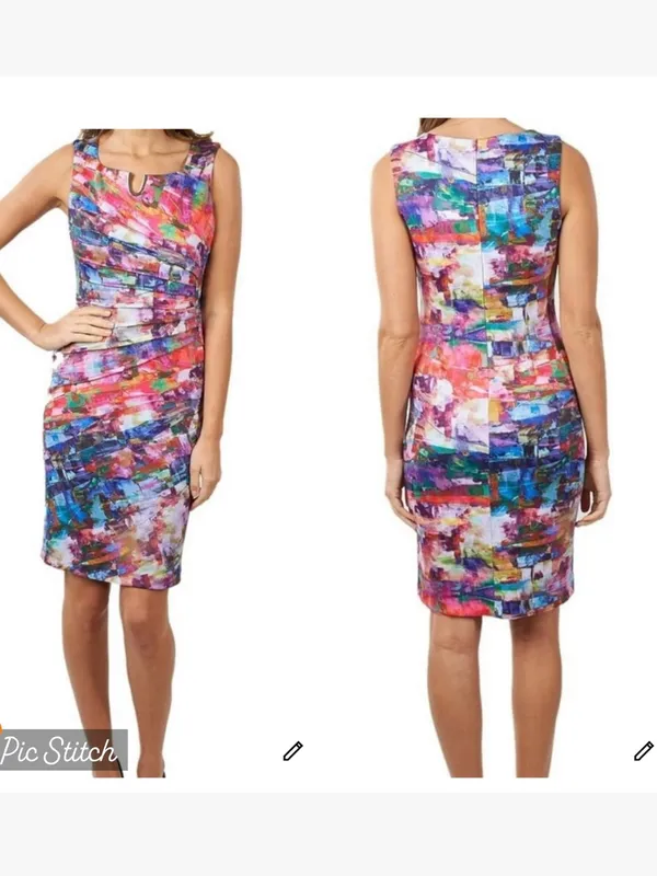 Joseph Ribkoff Multicolor Ruched Sheath Dress - Image 2