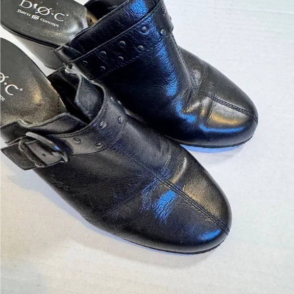 BOC Black Patent Leather Clog Mule Womens 9 Fall Casual Heels Boho Slip On - Image 10