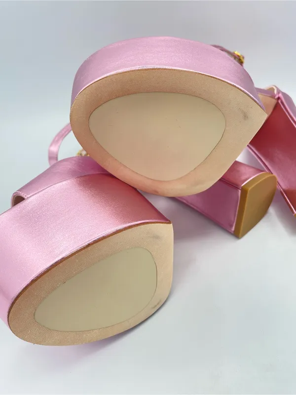 STUART WEITZMAN Skyhigh 145 Metallic Pink Platform Sandals Size 9 - Image 7