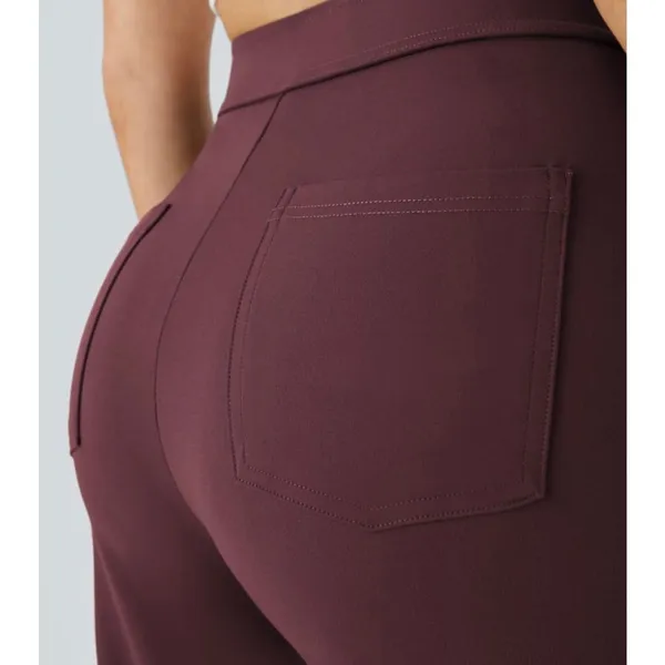 NWOT HALARA Daystretch High Waisted Pocket Straight Lwg Work Paints In Purple L - Image 4