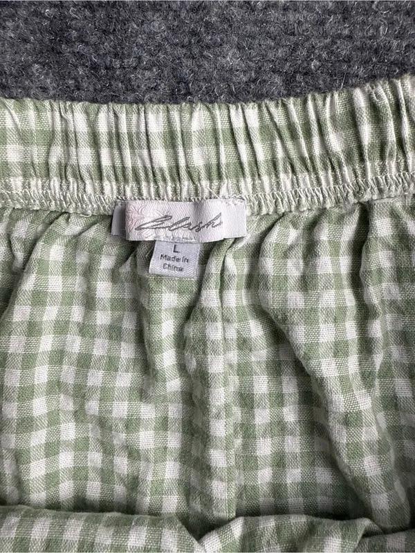 Blosh Womans large light green gingham tiered ruffle cottagecore mini skirt. - Image 2