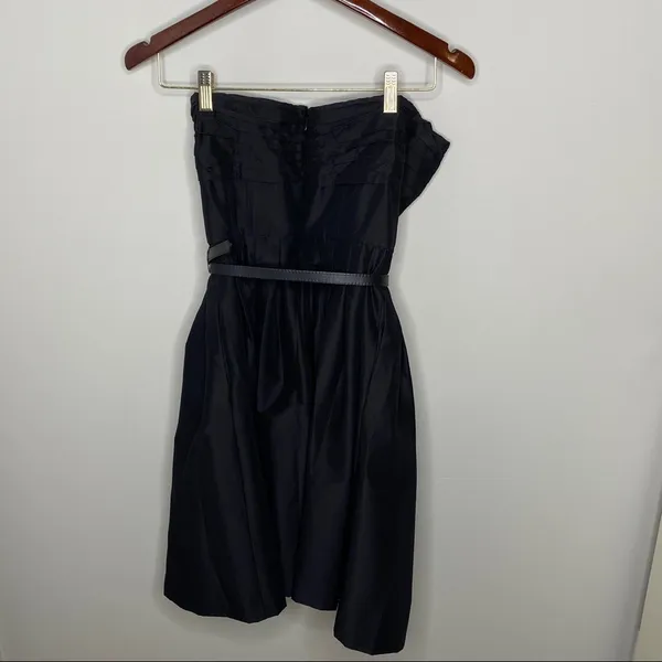 WHBM Black Strapless Classic Pleated‎ Darted Cocktail Dress Women's Size 2 - Image 6