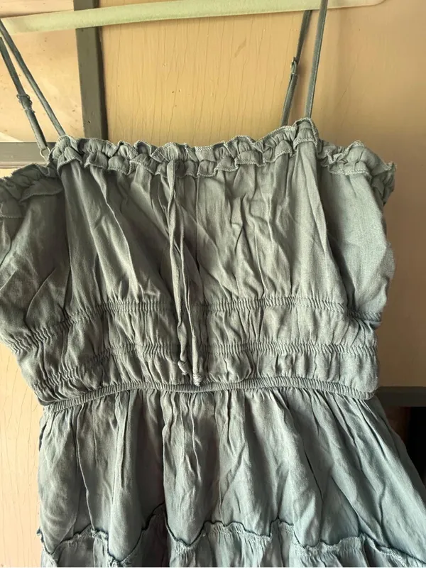 Trixxi Sage Green Tiered Spaghetti Strap Sundress - Image 4