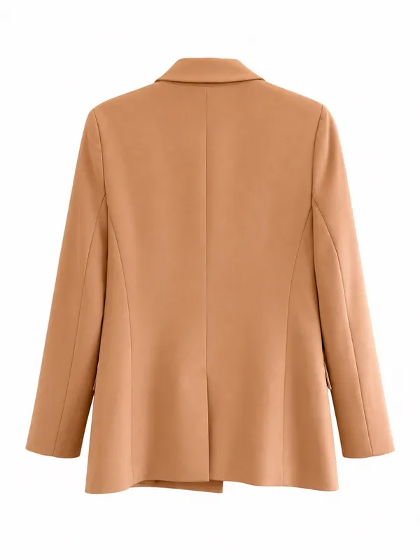 The Drop Blake Long Blazer Women’s Small Praline Tan Single Button Stretch - Image 6