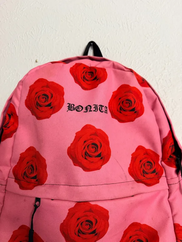 Vans Viva La Bonita Bonita pink rose old English backpack - Image 7