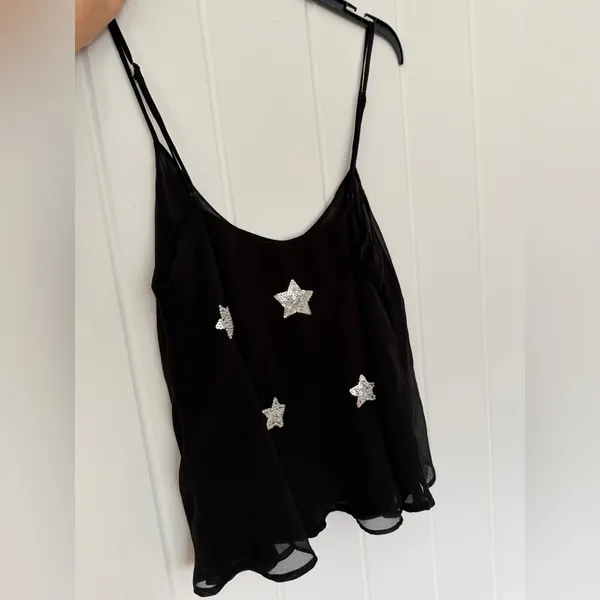 Celestial sheer sequin tank top Stars Black Size L - Image 3