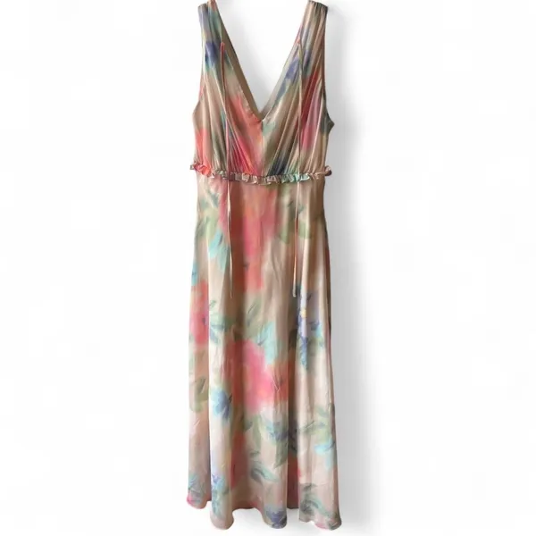 Taylor Maxi Dress Womens 12 Empire Waist Watercolor Tie Dye Lined Wedding - Image 2