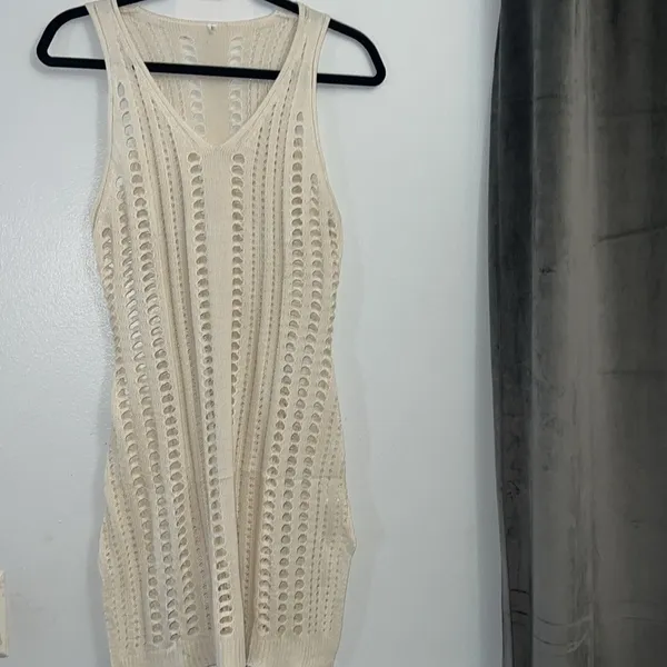 Amazon New - Crochet Swim Cover-Up Dress | White / Cream - Image 6