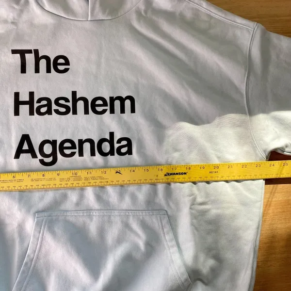 New Baby Blue "The Hashem Agenda" hoodie Sweater Size S Unisex - Image 7
