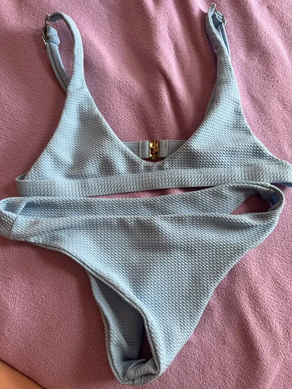 Baby Blue Textured Bikini Set - Image 3