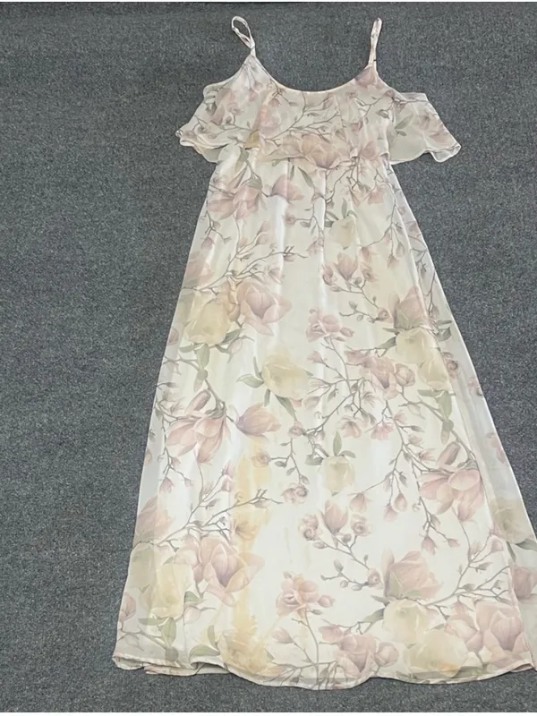 Show Me Your MuMu White Floral Cold-Shoulder Maxi Dress Size S - Image 5