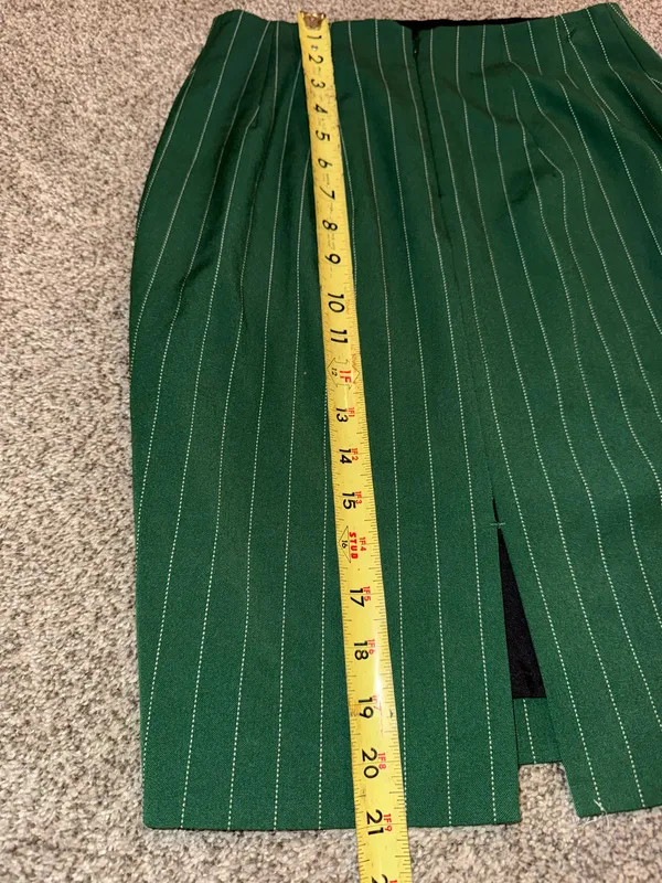 Express Pinstripe Pencil Skirt Size 0 Green White - Image 5