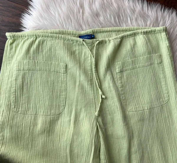 Vintage Gauze Cotton Lime Green Beach Pants - Image 2