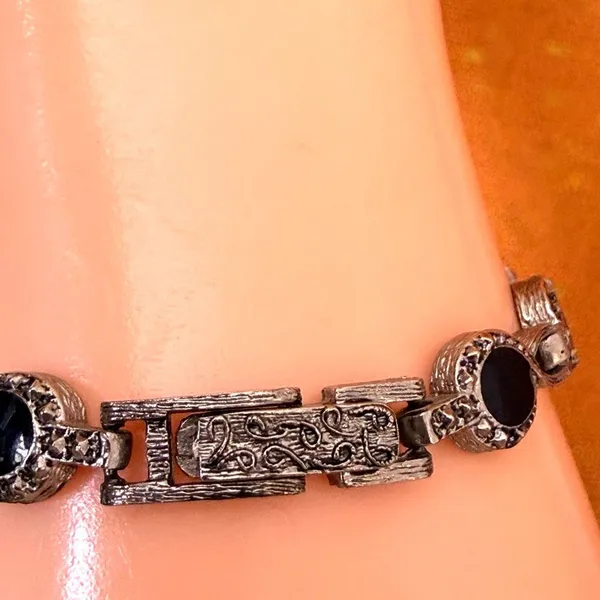 Fabergé Vintage Black Stone Marcasite Style Bracelet Watch - Image 6
