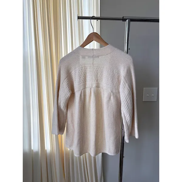 Eight Eight Eight Cardigan M Cream Knit Single Button Pocket Y2K Coastal Grandma - Image 2