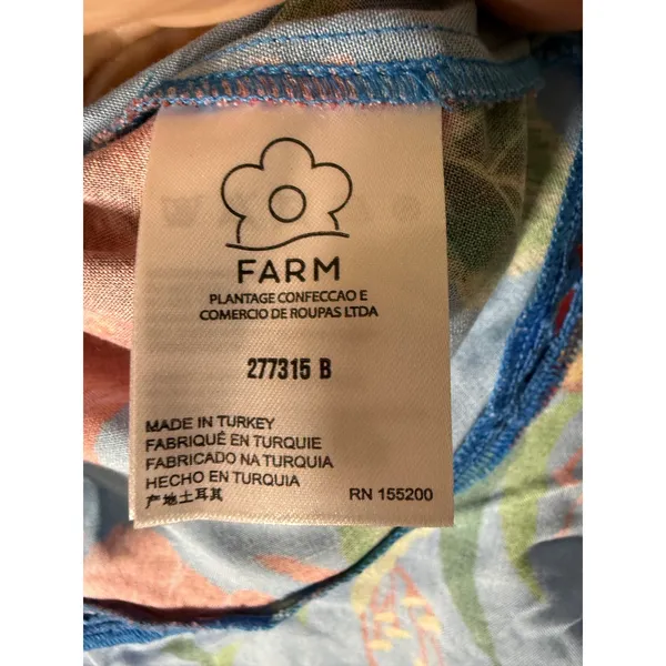 Farm Rio blue floral‎ ruffle sleeveless button down blouse tank XS - Image 5