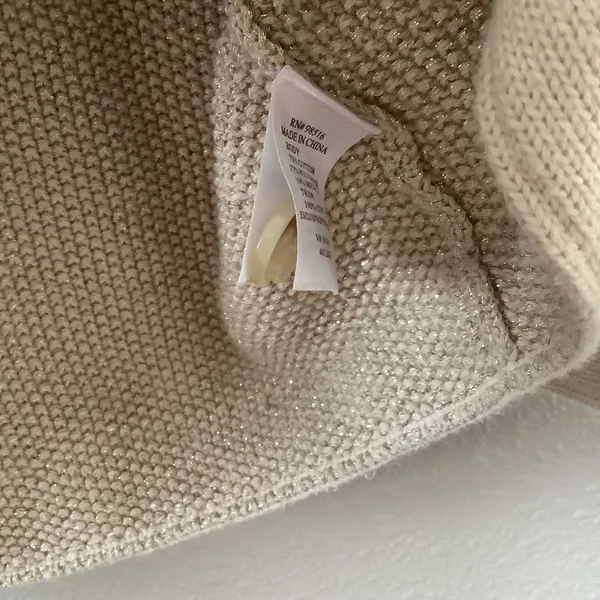 Coldwater‎ Creek Cream Sweater Large Cottagecore Fisherman Neutral Sparkle Knit - Image 5
