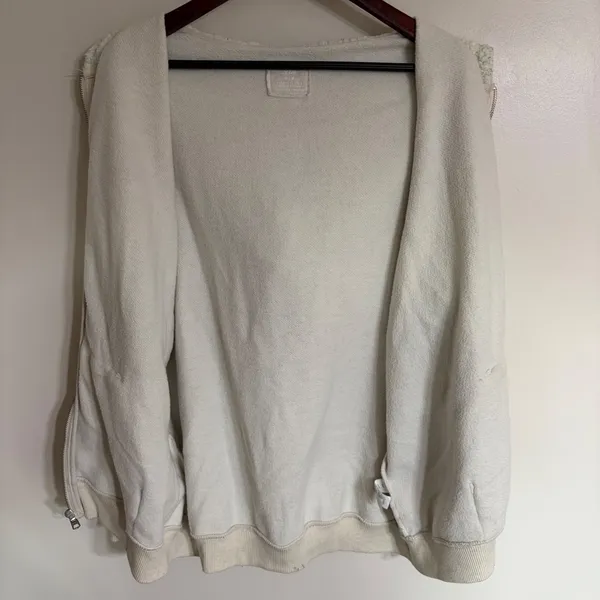 Aerie Women Medium Oatmeal Heather Sherpa Lined Hood Full Zip‎ Hoodie Sweatshirt - Image 7