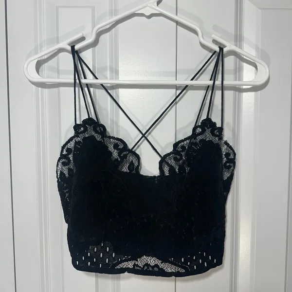 Free People‎ FP One Adella Lace Bralette S Velvet Fairy Whimsigoth Festival Boho - Image 2