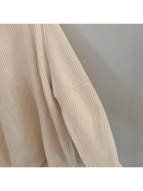 Free People Sunbeam Ribbed Oversized Sweater in Cream - Image 5