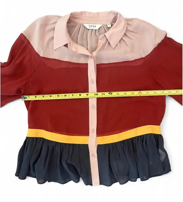 Joie Becki Ruffled Long-Sleeve Silk Top Small - Image 7