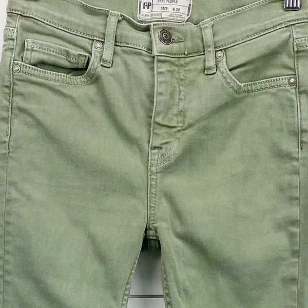 Free People Womens Skinny Jeans W26 Grunge Indie Festival Distressed‎ Sage Edgy - Image 4