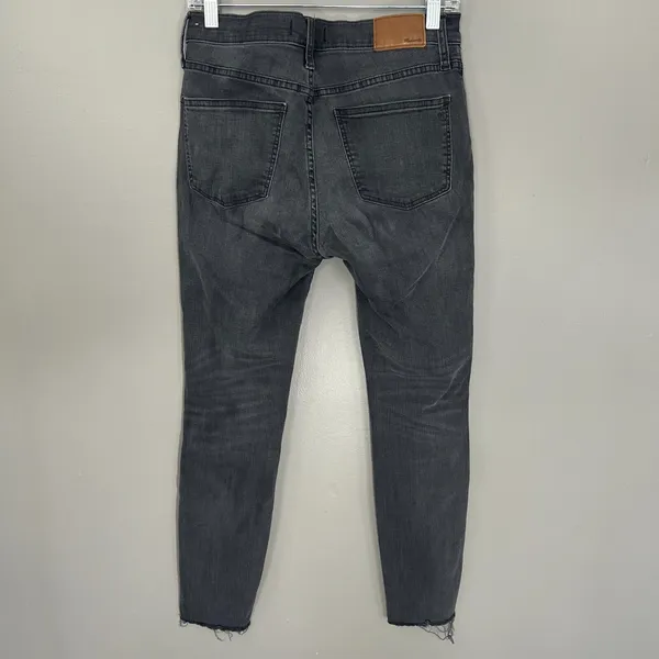 Madewell Skinny Jeans Women 28 Black Great 9 Inch High Rise Distressed Raw Hem - Image 9