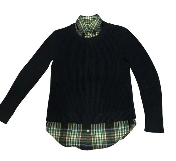 Ralph Lauren cable knit layered sweater size small navy crew neck pullover - Image 2