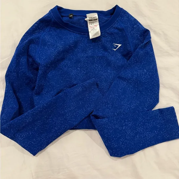 Gymshark Adapt Fleck Seamless Long Sleeve Crop top Cobalt Blue Size M - Image 3