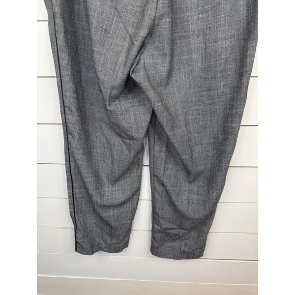 Old Navy Grey Flat Front Dress Trousers Black Side Stripe Modern Size 14 Pants - Image 7