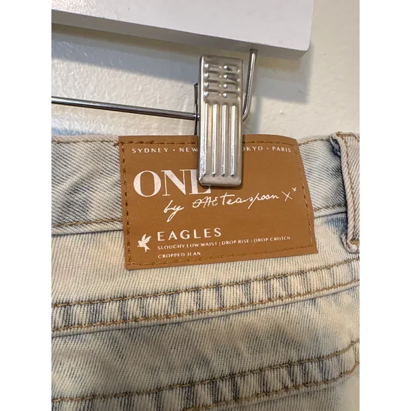 NWT One Teaspoon Sz 26 Blue Ash Eagles Slouchy Low Waist Dropped Crotch Jeans - Image 4