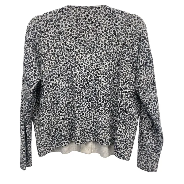 Madewell women's cropped ditsy floral ivory black sweater cardigan sz S 3 button - Image 2