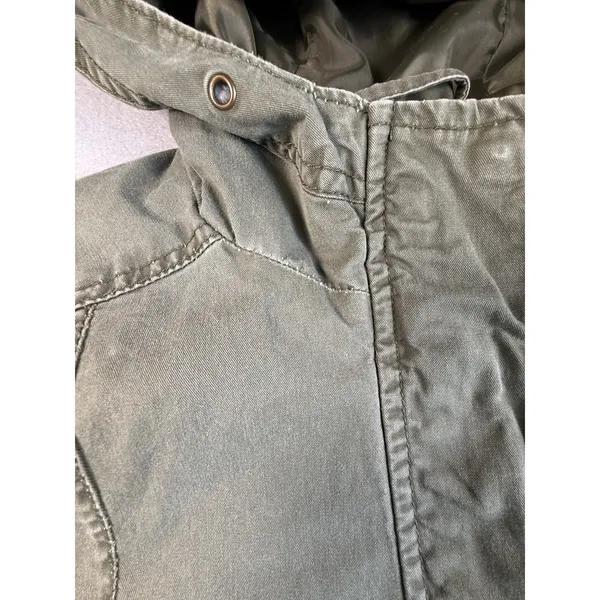 Ambiance Womens Hooded Utility Jacket Olive Military Gorpcore Field Coat Medium - Image 8