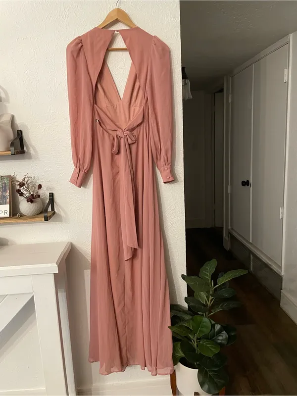 Lulus Talk About Divine Blush Long Sleeve Backless Maxi Dress Pink Size XS - Image 3