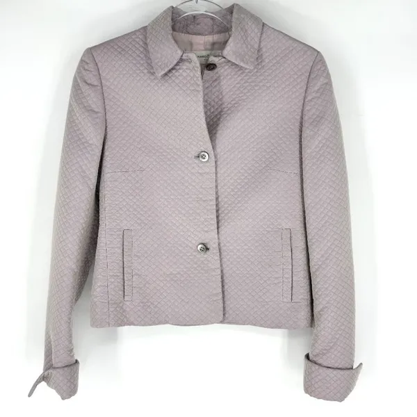 Bernard Zins Paris Mauve Lavender Vintage‎ Quilted Jacket Size 4 - Image 2