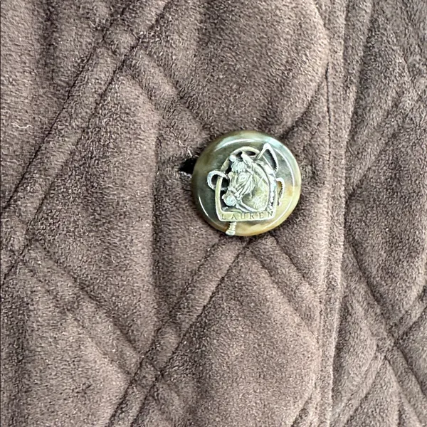 brown faux suede quilted barn jacket Lauren Ralph Lauren equestrian buttons XL - Image 8