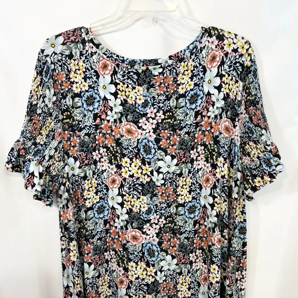Loft Plus Size‎ 14 Dress Modest Cottagecore Ruffle Shift Smocked Feminine 1819 - Image 8