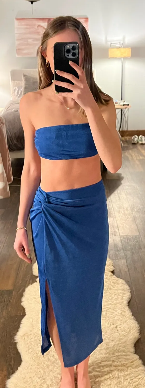 Blue two piece bathing suit cover up Size XS - Image 3