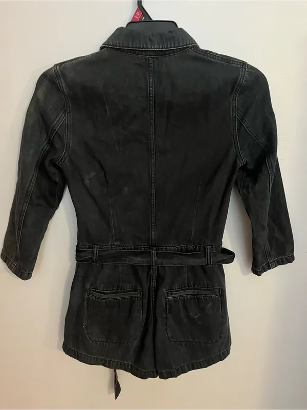 Free People Black‎ Denim Romper with Front Zip - Image 2