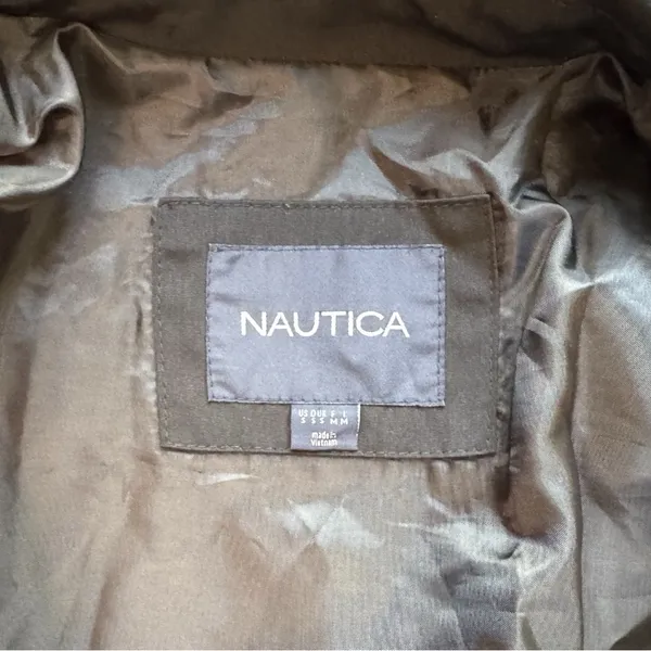 Nautica Black Raincoat Jacket Women’s Small Lightweight Hidden Button Lined Coat - Image 9