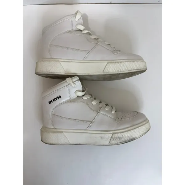 Steve Madden SM NY90 High Top Sneakers White Black Sz10 - Image 4