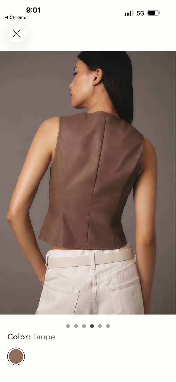 Anthropologie flat white faux leather vest - Image 4