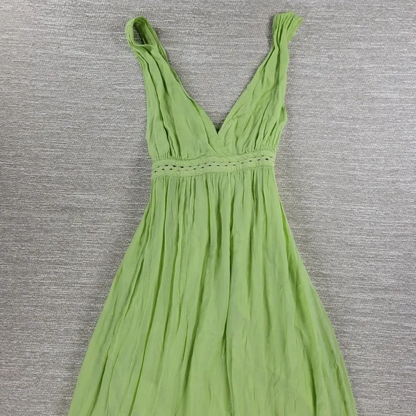 Scotch & Soda Tiered Maxi Dress Womens M Green Deep V Neck Cross Back - Image 8
