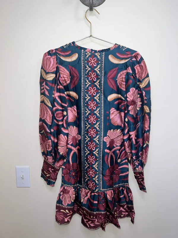 Farm Rio‎ Seashell Tapestry Teal Mini Dress NWT XXS Boho - Image 8