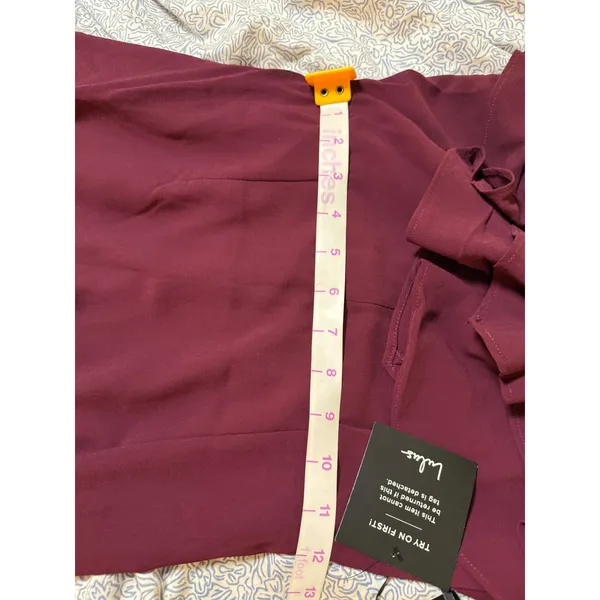 NWT Lulus Betsey Burgundy Maroon Ted Ruffled Midi Dress Size XS Lightweight - Image 5