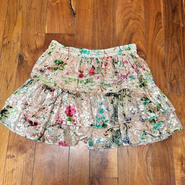 Hemant & Nandita Tiered Velvet Mini Skirt L - Image 7